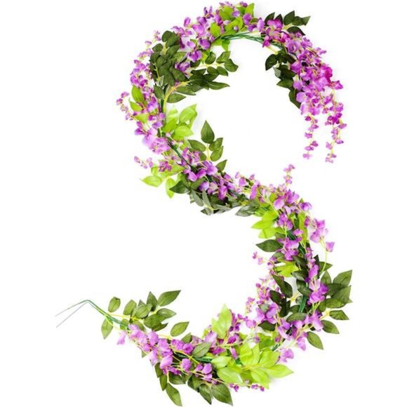 Wisteria Artificial Flowers Garland, 4 Pcs Total 28.8ft Artificial Wisteria Vine - Picture 5 of 7